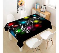 Chickw1 Nappe Rectangulaire en Polyester, Nappe 3D Créatif avec Motif Notes Musicales, Résistante aux Taches et à l'Eau, Facile d'Entretien, Pour Tables et Cadeaux (Fête Musique, 140x240cm)