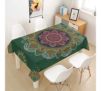 Chickw1 Nappe Rectangulaire Imperméable Boho Impression de Mandala, Nappe en Polyester l'épreuve de l'huile Antifouling Lavable et Facile d'entretien Table Nappe pour Cuisine (100x140cm,H)