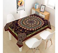Chickw1 Nappe Rectangulaire Imperméable Boho Impression de Mandala, Nappe en Polyester l'épreuve de l'huile Antifouling Lavable et Facile d'entretien Table Nappe pour Cuisine (100x140cm,E)