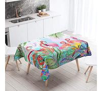 Chickw1 Nappe Rectangulaire Imperméable, Flamingo Tropical Impression 3D Nappe en Polyester l'épreuve de l'huile Antifouling Lavable et Facile d'entretien Table Nappe pour Cuisine (100x140cm,C)
