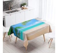 Chickw1 Nappe Rectangulaire Impermeable, Motif de Plage d'été Nappe en Polyester l'épreuve de l'huile Antifouling Nappe de Table pour Ménage Basse Cuisine Jardin (Plage,140x140cm)