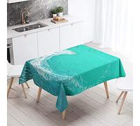 Chickw1 Nappe Rectangulaire Impermeable, Nappe en Polyester l'épreuve de l'huile Antifouling Nappe de Table pour Ménage Basse Cuisine Jardin Impression de Vague de mer (Bateau,140x220cm)