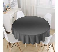 Chickw1 Nappe Ronde Anti Tache Impermeable en Polyester, Nappe Couleur Unie Moderne, Entretien Facile Lavable pour Table à Manger de Cuisine/Jardin/Fête/Pique-Nique (Gris Foncé,100cm)
