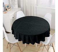 Chickw1 Nappe Ronde Anti Tache Impermeable en Polyester, Nappe Couleur Unie Moderne, Entretien Facile Lavable pour Table à Manger de Cuisine/Jardin/Fête/Pique-Nique (Noir,150cm)