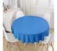 Chickw1 Nappe Ronde Anti Tache Impermeable en Polyester, Nappe Couleur Unie Moderne, Entretien Facile Lavable pour Table à Manger de Cuisine/Jardin/Fête/Pique-Nique (Bleu Ciel,120cm)