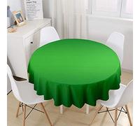 Chickw1 Nappe Ronde Anti Tache Impermeable en Polyester, Nappe Couleur Unie Moderne, Entretien Facile Lavable pour Table à Manger de Cuisine/Jardin/Fête/Pique-Nique (Vert Clair,100cm)