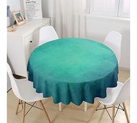 Chickw1 Nappe Ronde Anti Tache Impermeable en Polyester, Nappe Couleur Unie Moderne, Entretien Facile Lavable pour Table à Manger de Cuisine/Jardin/Fête/Pique-Nique (Turquoise,200cm)