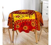 Chickw1 Nappe Ronde Anti Tache Impermeable Motif d'art Tribal 3D Nappe en Polyester Lavable, Décoration pour Table à Manger de Cuisine/Jardin/Pique-Nique (Culture égyptienne,200cm)
