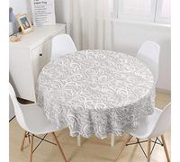 Chickw1 Nappe Ronde en Polyester Anti Tache Impermeable, Nappe Motif Rétro Classique, Entretien Facile Lavable pour Table à Manger de Cuisine/Jardin/Fête/Pique-Nique (Gris A,200cm)