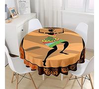 Chickw1 Nappe Ronde Imprimé Africain Exotique 3D Anti Tache Impermeable Facile à Nettoyer, Nappe en Polyester pour Table à Manger de Cuisine/Jardin/Fête/Pique-Nique (C,120cm)