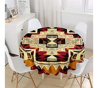Chickw1 Nappe Ronde Imprimé Africain Exotique 3D Anti Tache Impermeable Facile à Nettoyer, Nappe en Polyester pour Table à Manger de Cuisine/Jardin/Fête/Pique-Nique (F,150cm)
