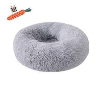 Chickw1 Panier Rond Chien Coussin Chat Panier Donut, pour Chats et aux Petits Chiens de Taille Moyenne Animal Domestique Nest Deep Sleep Pet Matelas Lavable en Peluche (Gris Clair,60CM)