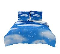Chickw1 Parure de Lit 3D, Nuage et Ciel Imprimé 3 Pieces Ensemble de Literie avec 65x65cm Taies d'oreiller et Housse de Couette pour Adultes Enfant (Ciel Bleu,200x200cm)
