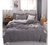 Chickw1 Parure de Lit 4 Pièces, Microfibre (Fermeture Éclair Housse de Couette,Taie d'oreiller et Draps de Lit) Moderne Haut de Gamme Adulte Enfant Fille 1/2 Personnes (220x240cm,Noir Blanc)