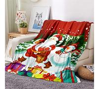 Chickw1 Plaid Couverture Polaire Flanelle, 3D Imprimé Noël Couverture Lit 1/2 Personnes Chaudes Douce Microfibre Légères Couvertures pour Voyager Canapé Enfant Adulte (Père Noël,160x200cm)