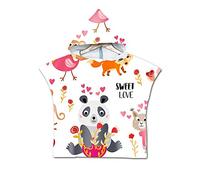 Chickw1 Poncho à Capuche Enfants, Microfibre Serviette avec Capuche Cartoon Peignoir De Séchage Rapide Robe de Bain Plage Poncho de Natation pour Garçons et Filles (60 * 80cm,Amour Panda)
