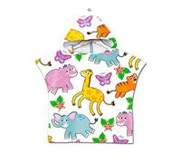 Chickw1 Poncho à Capuche Enfants, Microfibre Serviette avec Capuche Cartoon Peignoir De Séchage Rapide Robe de bain Plage Poncho de natation pour garçons et filles (60 * 80cm,Zoo)