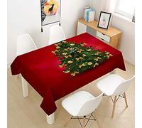 Chickw1 Rectangulaire Nappe Noel Rouge Imprimé Nappe en Tissu Polyester Cuisine Hôtel Décoration de Noël Imperméable Résistant Anti-Taches Lavable Infroissable (Sapin de Noël,90x90cm)