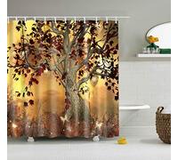 Chickw1 Rideau de Douche Anti Moisissure, Imperméable Polyester 3D Impression Arbre de Vie numérique Décorations de Salle de Bain Art Impression Rideau 12 Crochets (180x200cm,Coucher de Soleil)
