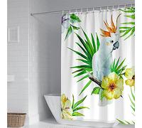 Chickw1 Rideau de Douche Anti Moisissure Lavable Machine, 3D Plante Imprimé Rideaux de Douche Impermeable Rideau de Salle de Bain Rideau de Douche avec 12 Crochets (Oiseau Bleu,180x200cm)