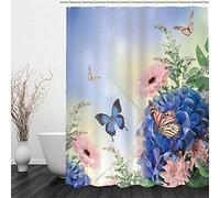 Chickw1 Rideau de Douche Impermeable Anti Moisissure, 3D Imprimé Rideau de Douche Polyester Rideau de Douche Doublure avec 12 Crochets Rideaux de Salle de Bain (Marguerite Rose,200x240cm)