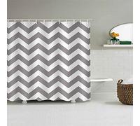 Chickw1 Rideau de Douche Impermeable Anti Moisissure, Rideau de Douche 3D Géométrie Imprimé Rideau de Douche Doublure avec 12 Crochets - Rideaux de Salle de Bain (Chevron Gris,130x180cm)