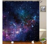 Chickw1 Rideau de Douche Rideaux de Salle de Bain, Imperméable Tissu Lavable Polyester 3D Ciel étoilé Impression Numérique Art Décorations Rideau avec 12 Crochets (Ciel étoilé Violet,120x180cm)