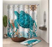 Chickw1 Rideau de Douche Rideaux de Salle de Bain, Imperméable Tissu Lavable Polyester 3D La Vie Marine Impression Numérique Art Décorations Rideau avec 12 Crochets (Étoile de mer,120x180cm)