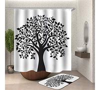 Chickw1 Rideau de Douche Rideaux de Salle de Bain, Imperméable Tissu Lavable Polyester 3D Noir et Blanc Impression Numérique Art Décorations Rideau avec 12 Crochets (Arbre de Vie,90x180cm)