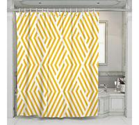 Chickw1 Rideau de Douche Tissu, Rideau de Douche Anti Moisissure Rideaux de Salle de Bain, Lavable Polyester 3D Océan Imprimée Imperméable Rideaux avec 12 Crochets (180x200cm,Jaune Simple)