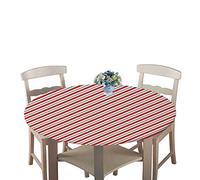 Chickw1 Ronde Nappe de Table Élastique Ajustable,Imperméable,Couverture de Table Kitchen Extensible Protection Tables pour Restaurants,Pique-niques - Motif géométrique Simple (Rayure,100cm)