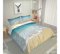 Chickw1 Sets de Housses de Couettes 3D, Paysage Imprimé Microfibre Parure de Lit 3 Pièces avec Housse de Couette et Taies d'oreiller pour Lit 1/2 Personnes (Plage de Sable,200x230cm)