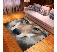 Chickw1 Tapis Salon Grande Taille, 3D Loup Imprimé Epais Doux Antidérapant Poils Courts Tapis de Sol pour Canapé Couloir Chambre, Décoration de Maison Moderne (Motif Loup,60x90cm)
