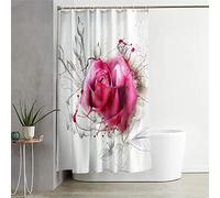 Chickw1g 3D Rideau de Douche Rideau de Bain, Rose Impression Imperméable Anti-moisissure Tissu Lavable Rideau avec 12 Crochets pour Salle de Bain Baignoire (120x180cm,Esquisser)