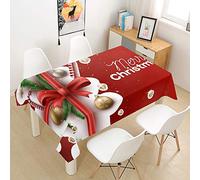 Chickw1g Rectangulaire Nappe Noel Rouge Imprimé Nappe en Tissu Polyester Cuisine Hôtel Décoration de Noël Imperméable Résistant Anti-Taches Lavable Infroissable (Bowknot,60x60cm)