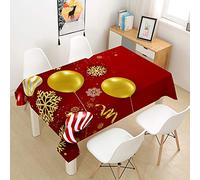 Chickw1g Rectangulaire Nappe Noel Rouge Imprimé Nappe en Tissu Polyester Cuisine Hôtel Décoration de Noël Imperméable Résistant Anti-Taches Lavable Infroissable (Flocon de Neige 1,60x60cm)