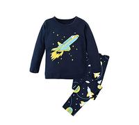 Chickwin 2 Pièces Ensemble de Vêtements Pyjama Garçons Filles 100% Coton Avion Imprimé Longues Enfants Vêtements de Nuit + Pantalon Élastique 1-8âge