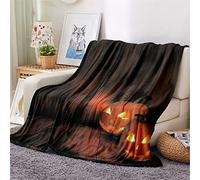 Chickwin 3D Halloween Plaid Polaire Couverture en Flanelle, Couverture lit 1/2 Personnes Douce et Chaude Moelleuse Microfibre Jeté de Canapé Dessus de lit Canapé lit (80x120cm,Lanterne Citrouille)
