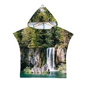 Chickwin 3D Poncho à Capuche Enfants Microfibre Serviette avec Capuche Robe de Plage Peignoir de Bain Poncho de Natation pour Garçons et Filles (Paysage 2,60x80cm)
