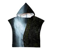 Chickwin 3D Poncho à Capuche Enfants Microfibre Serviette avec Capuche Robe de Plage Peignoir de Bain Poncho de Natation pour Garçons et Filles (Paysage 3,60x80cm)