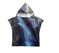 Chickwin 3D Poncho à Capuche Enfants Microfibre Serviette avec Capuche Robe de Plage Peignoir de Bain Poncho de Natation pour Garçons et Filles (Paysage 8,60x80cm)