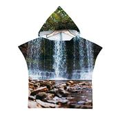 Chickwin 3D Poncho à Capuche Enfants Microfibre Serviette avec Capuche Robe de Plage Peignoir de Bain Poncho de Natation pour Garçons et Filles (Paysage 4,60x80cm)