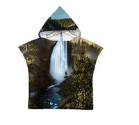 Chickwin 3D Poncho à Capuche Enfants Microfibre Serviette avec Capuche Robe de Plage Peignoir de Bain Poncho de Natation pour Garçons et Filles (Paysage 1,60x80cm)