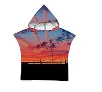 Chickwin 3D Poncho à Capuche Enfants Microfibre Serviette avec Capuche Robe de Plage Peignoir de Bain Poncho de Natation pour Garçons et Filles (Paysage,60x80cm)