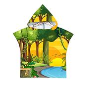 Chickwin 3D Poncho à Capuche Enfants Microfibre Serviette avec Capuche Robe de Plage Peignoir de Bain Poncho de Natation pour Garçons et Filles (arbre de vigne,60x80cm)