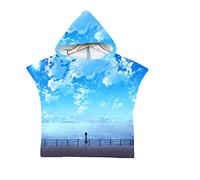 Chickwin 3D Poncho à Capuche Enfants Microfibre Serviette avec Capuche Robe de Plage Peignoir de Bain Poncho de Natation pour Garçons et Filles (Côte,60x80cm)