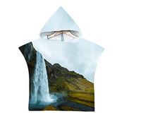Chickwin 3D Poncho à Capuche Enfants Microfibre Serviette avec Capuche Robe de Plage Peignoir de Bain Poncho de Natation pour Garçons et Filles (Paysage 5,60x80cm)