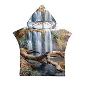 Chickwin 3D Poncho à Capuche Enfants Microfibre Serviette avec Capuche Robe de Plage Peignoir de Bain Poncho de Natation pour Garçons et Filles (Paysage 10,60x80cm)