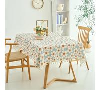 Chickwin Anti Taches Nappe Coton Lin Rectangulaire Nappes Toile Cirée Imperméable à Facile d'entretien pour Salle à Manger, Party, Jardin, Picnic, Intérieure Exterieur (Pétales,90x90cm)