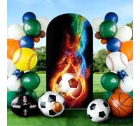 Chickwin Arche de Toile de Fond 3D Motif de Football (Noir,122x220cm)
